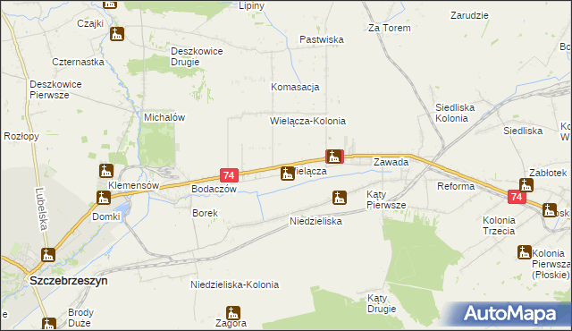 mapa Wielącza, Wielącza na mapie Targeo