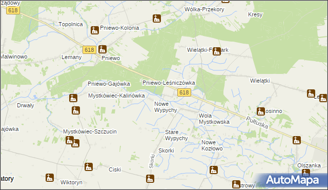 mapa Wielątki Rosochate, Wielątki Rosochate na mapie Targeo