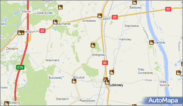 mapa Wielgłowy, Wielgłowy na mapie Targeo