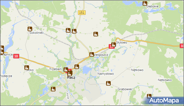 mapa Wielgoszcz, Wielgoszcz na mapie Targeo