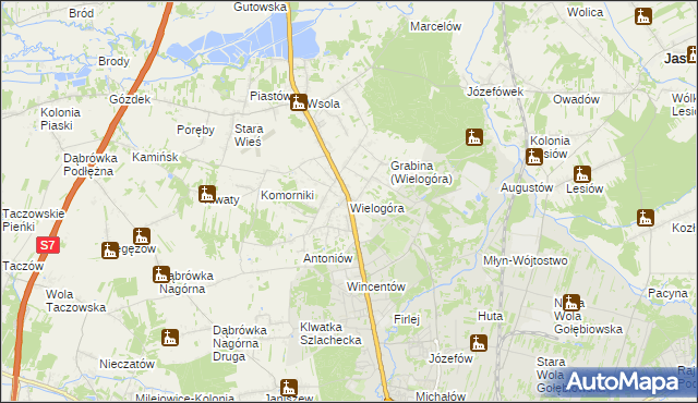 mapa Wielogóra gmina Jedlińsk, Wielogóra gmina Jedlińsk na mapie Targeo