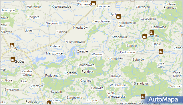mapa Wieniec gmina Gdów, Wieniec gmina Gdów na mapie Targeo