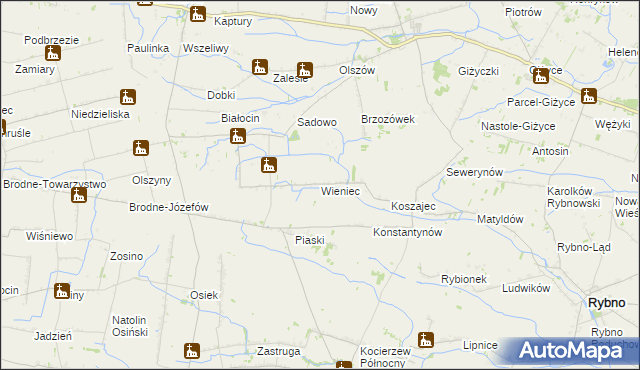 mapa Wieniec gmina Iłów, Wieniec gmina Iłów na mapie Targeo