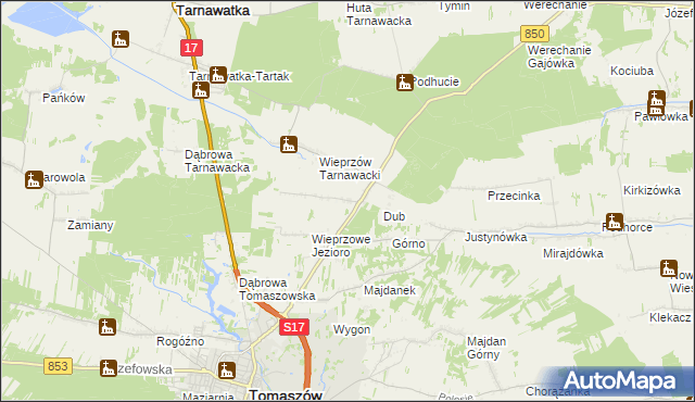 mapa Wieprzów Ordynacki, Wieprzów Ordynacki na mapie Targeo