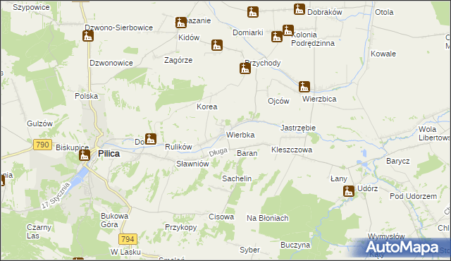 mapa Wierbka, Wierbka na mapie Targeo