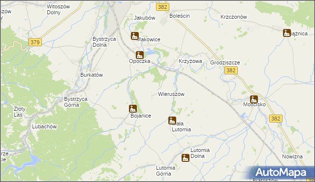 mapa Wieruszów gmina Świdnica, Wieruszów gmina Świdnica na mapie Targeo