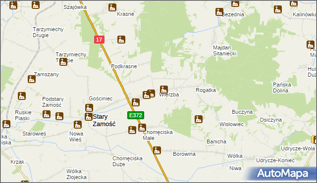 mapa Wierzba gmina Stary Zamość, Wierzba gmina Stary Zamość na mapie Targeo