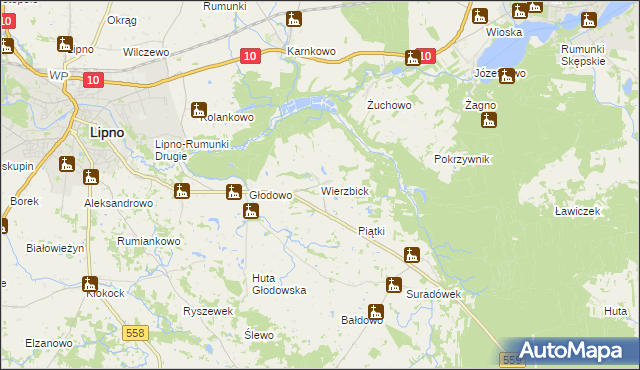 mapa Wierzbick, Wierzbick na mapie Targeo