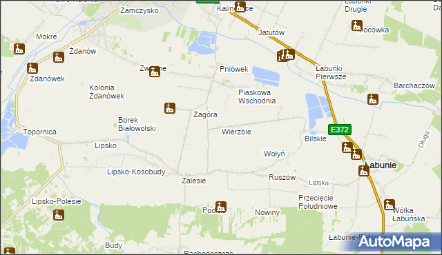 mapa Wierzbie gmina Łabunie, Wierzbie gmina Łabunie na mapie Targeo