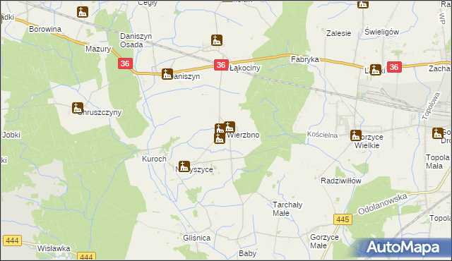 mapa Wierzbno gmina Odolanów, Wierzbno gmina Odolanów na mapie Targeo