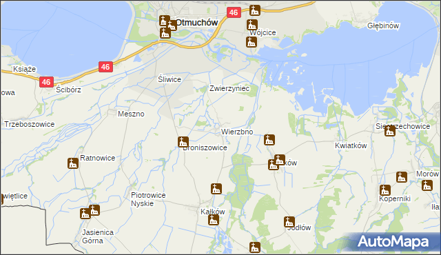 mapa Wierzbno gmina Otmuchów, Wierzbno gmina Otmuchów na mapie Targeo