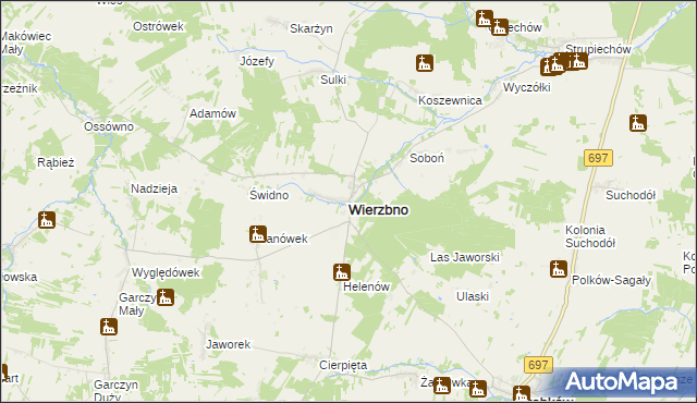 mapa Wierzbno powiat węgrowski, Wierzbno powiat węgrowski na mapie Targeo