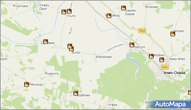 mapa Wierzbowo gmina Iłowo-Osada, Wierzbowo gmina Iłowo-Osada na mapie Targeo