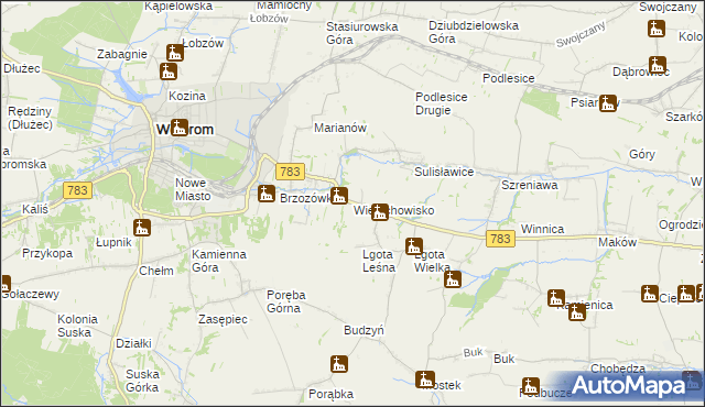 mapa Wierzchowisko gmina Wolbrom, Wierzchowisko gmina Wolbrom na mapie Targeo