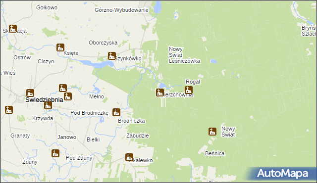 mapa Wierzchownia gmina Górzno, Wierzchownia gmina Górzno na mapie Targeo