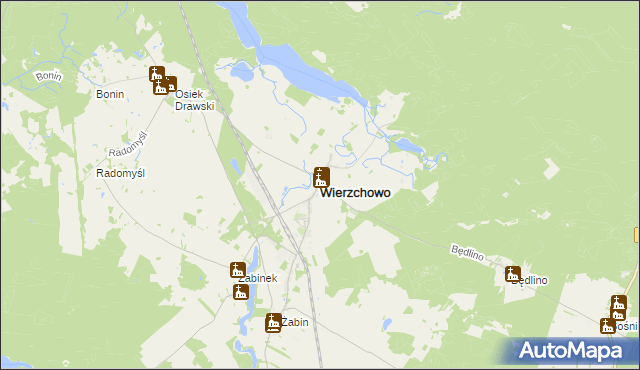 mapa Wierzchowo powiat drawski, Wierzchowo powiat drawski na mapie Targeo