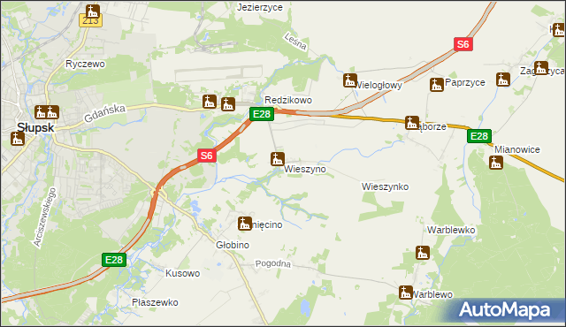 mapa Wieszyno, Wieszyno na mapie Targeo