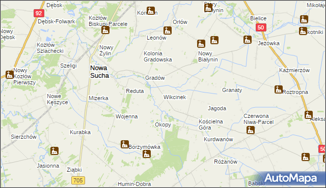 mapa Wikcinek, Wikcinek na mapie Targeo