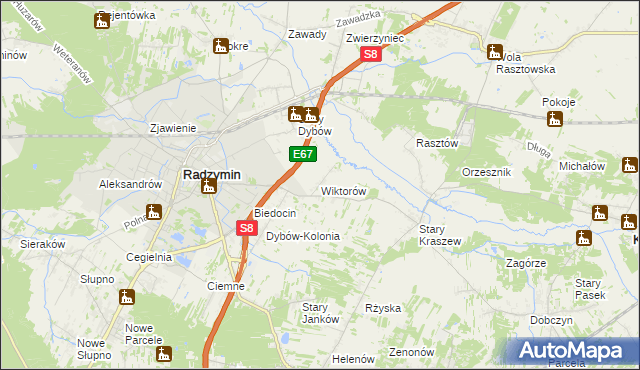 mapa Wiktorów gmina Radzymin, Wiktorów gmina Radzymin na mapie Targeo