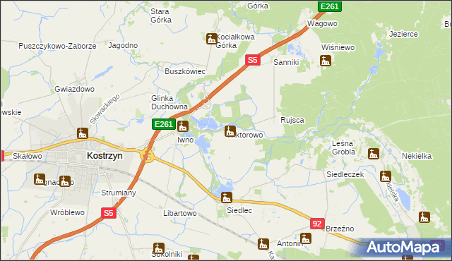 mapa Wiktorowo gmina Kostrzyn, Wiktorowo gmina Kostrzyn na mapie Targeo