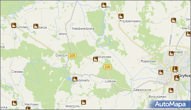 mapa Wilczkowo gmina Gryfice, Wilczkowo gmina Gryfice na mapie Targeo