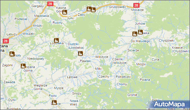 mapa Wilczyce gmina Dobra, Wilczyce gmina Dobra na mapie Targeo