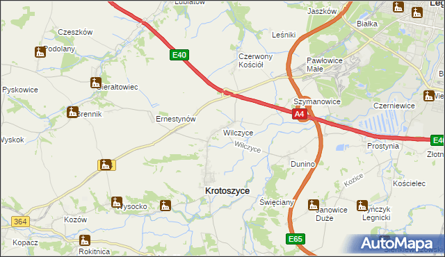 mapa Wilczyce gmina Krotoszyce, Wilczyce gmina Krotoszyce na mapie Targeo