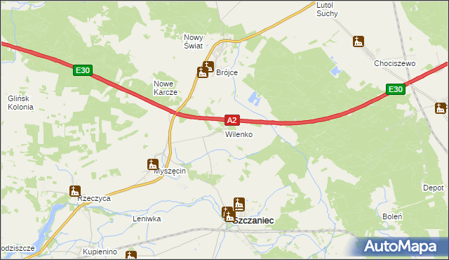 mapa Wilenko, Wilenko na mapie Targeo