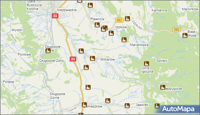 mapa Wilkanów, Wilkanów na mapie Targeo