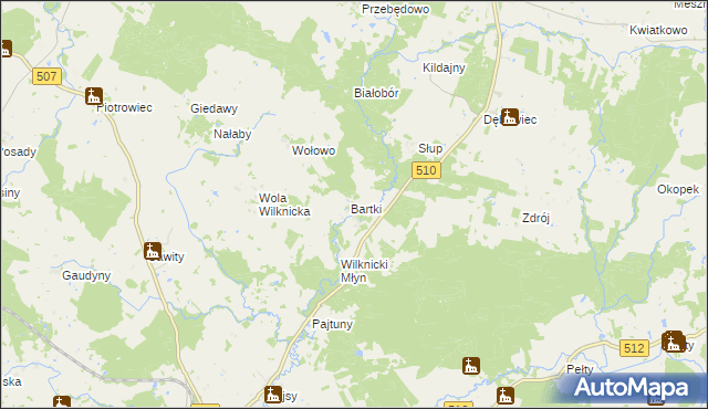 mapa Wilknity, Wilknity na mapie Targeo