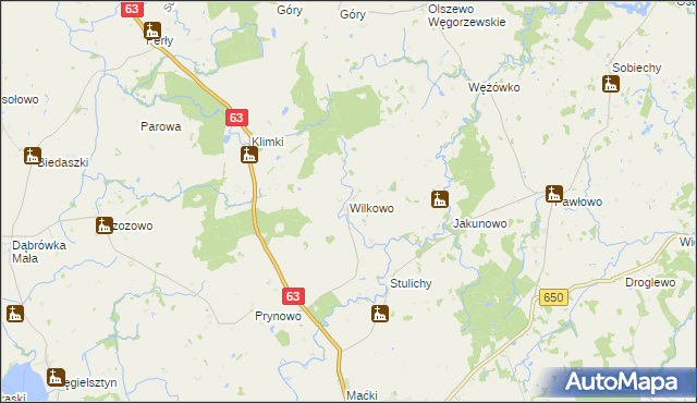 mapa Wilkowo gmina Węgorzewo, Wilkowo gmina Węgorzewo na mapie Targeo