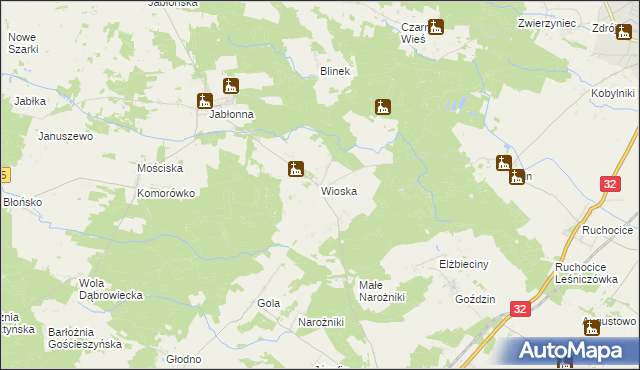 mapa Wioska gmina Rakoniewice, Wioska gmina Rakoniewice na mapie Targeo