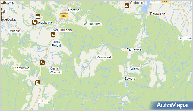mapa Wisłoczek, Wisłoczek na mapie Targeo