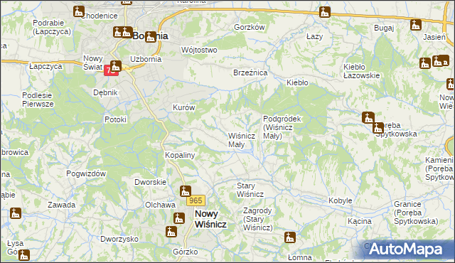 mapa Wiśnicz Mały, Wiśnicz Mały na mapie Targeo