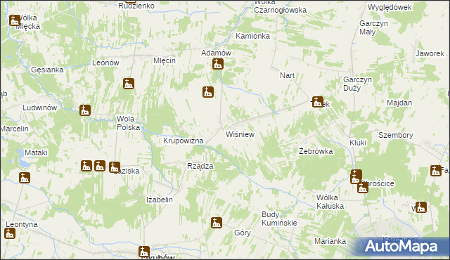 mapa Wiśniew gmina Jakubów, Wiśniew gmina Jakubów na mapie Targeo
