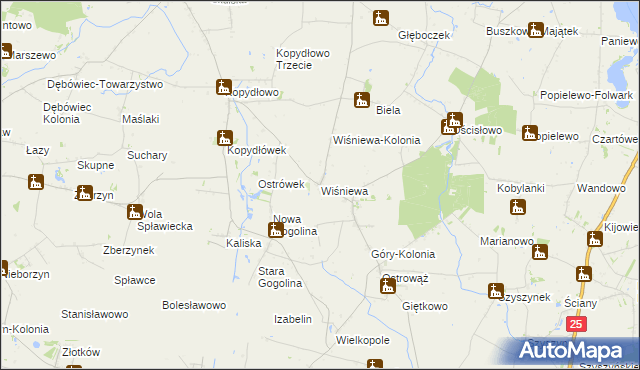 mapa Wiśniewa gmina Wilczyn, Wiśniewa gmina Wilczyn na mapie Targeo