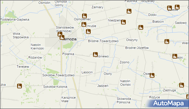 mapa Wiśniewo gmina Kiernozia, Wiśniewo gmina Kiernozia na mapie Targeo
