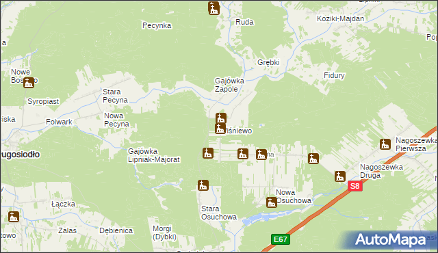 mapa Wiśniewo gmina Ostrów Mazowiecka, Wiśniewo gmina Ostrów Mazowiecka na mapie Targeo