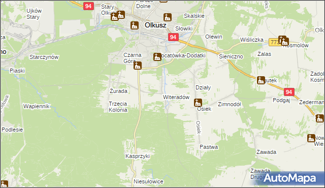 mapa Witeradów, Witeradów na mapie Targeo