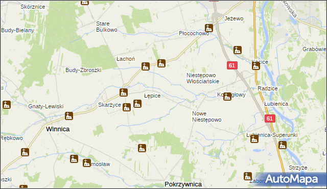 mapa Witki gmina Pokrzywnica, Witki gmina Pokrzywnica na mapie Targeo