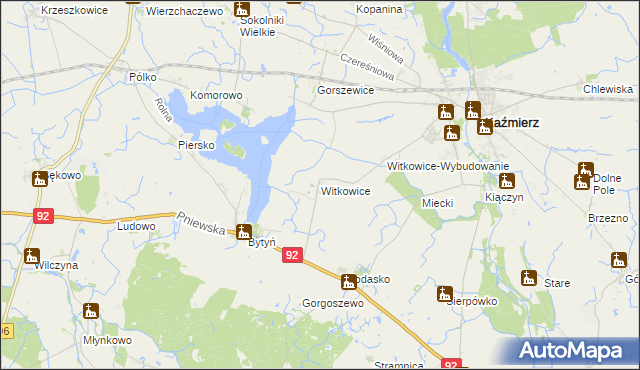 mapa Witkowice gmina Kaźmierz, Witkowice gmina Kaźmierz na mapie Targeo