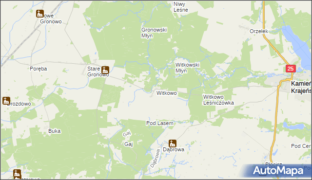 mapa Witkowo gmina Kamień Krajeński, Witkowo gmina Kamień Krajeński na mapie Targeo