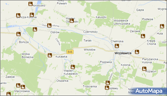 mapa Witoldów gmina Wojsławice, Witoldów gmina Wojsławice na mapie Targeo