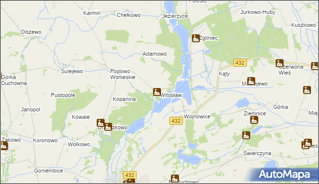 mapa Witosław gmina Osieczna, Witosław gmina Osieczna na mapie Targeo