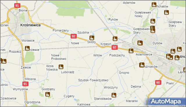 mapa Witów gmina Krośniewice, Witów gmina Krośniewice na mapie Targeo