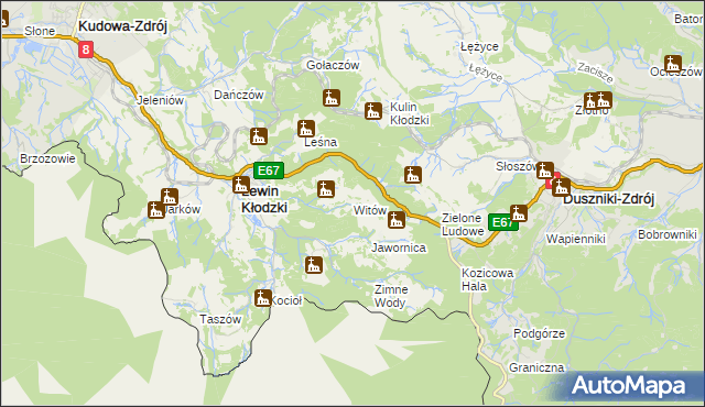 mapa Witów gmina Lewin Kłodzki, Witów gmina Lewin Kłodzki na mapie Targeo