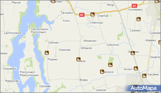 mapa Witowice gmina Kruszwica, Witowice gmina Kruszwica na mapie Targeo