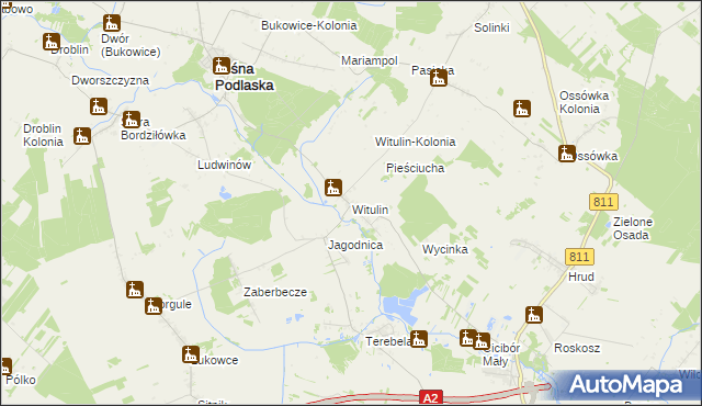 mapa Witulin, Witulin na mapie Targeo