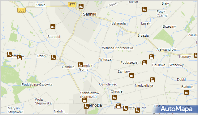 mapa Witusza, Witusza na mapie Targeo