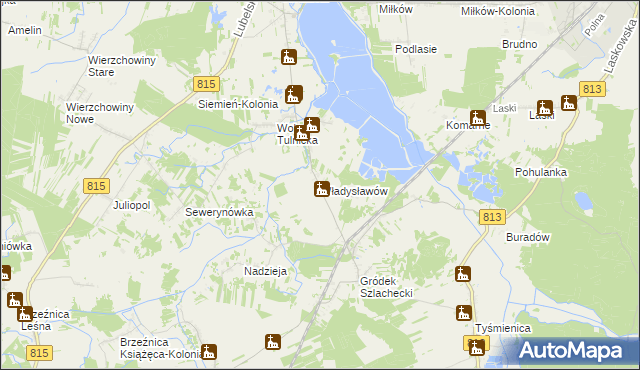 mapa Władysławów gmina Siemień, Władysławów gmina Siemień na mapie Targeo